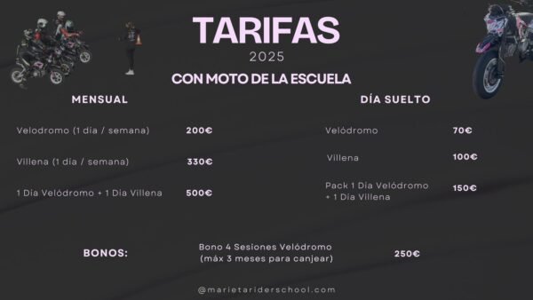 TARIFAS CON MOTO DE LA ESCUELA